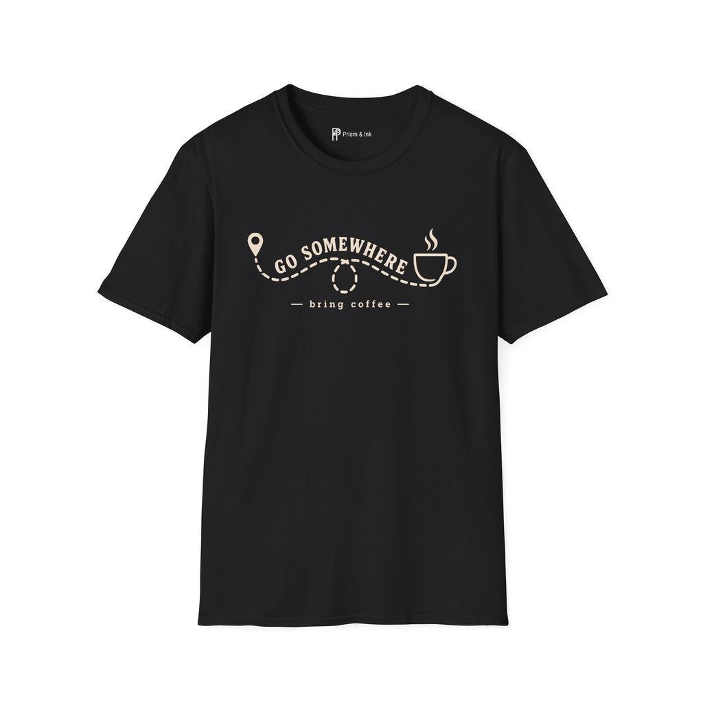 Go Somewhere Map Pin Path Coffee Travel T-Shirt