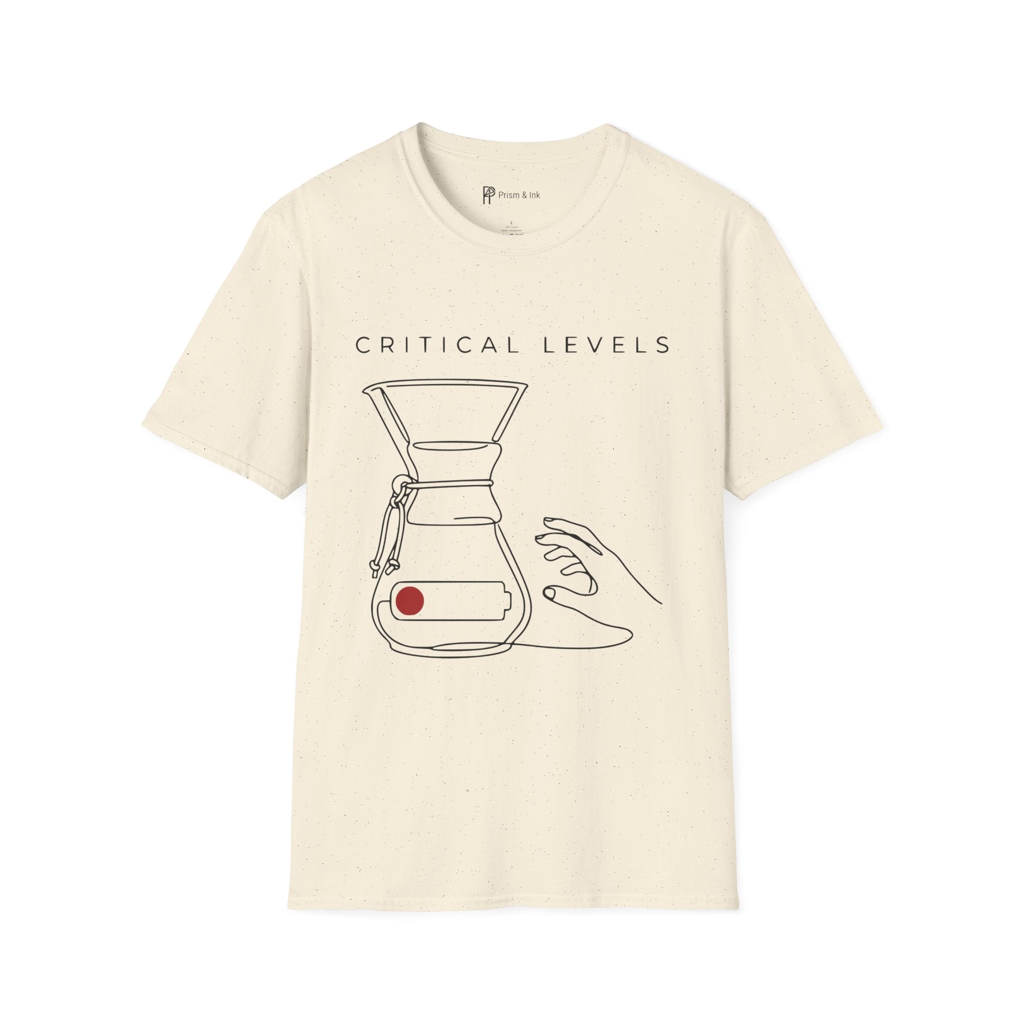 Critical Levels T-Shirt — Chemex and Low Battery Line Art