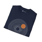 Slow Brew T-Shirt — Tree Ring Growth and Coffee Cup Silhouette
