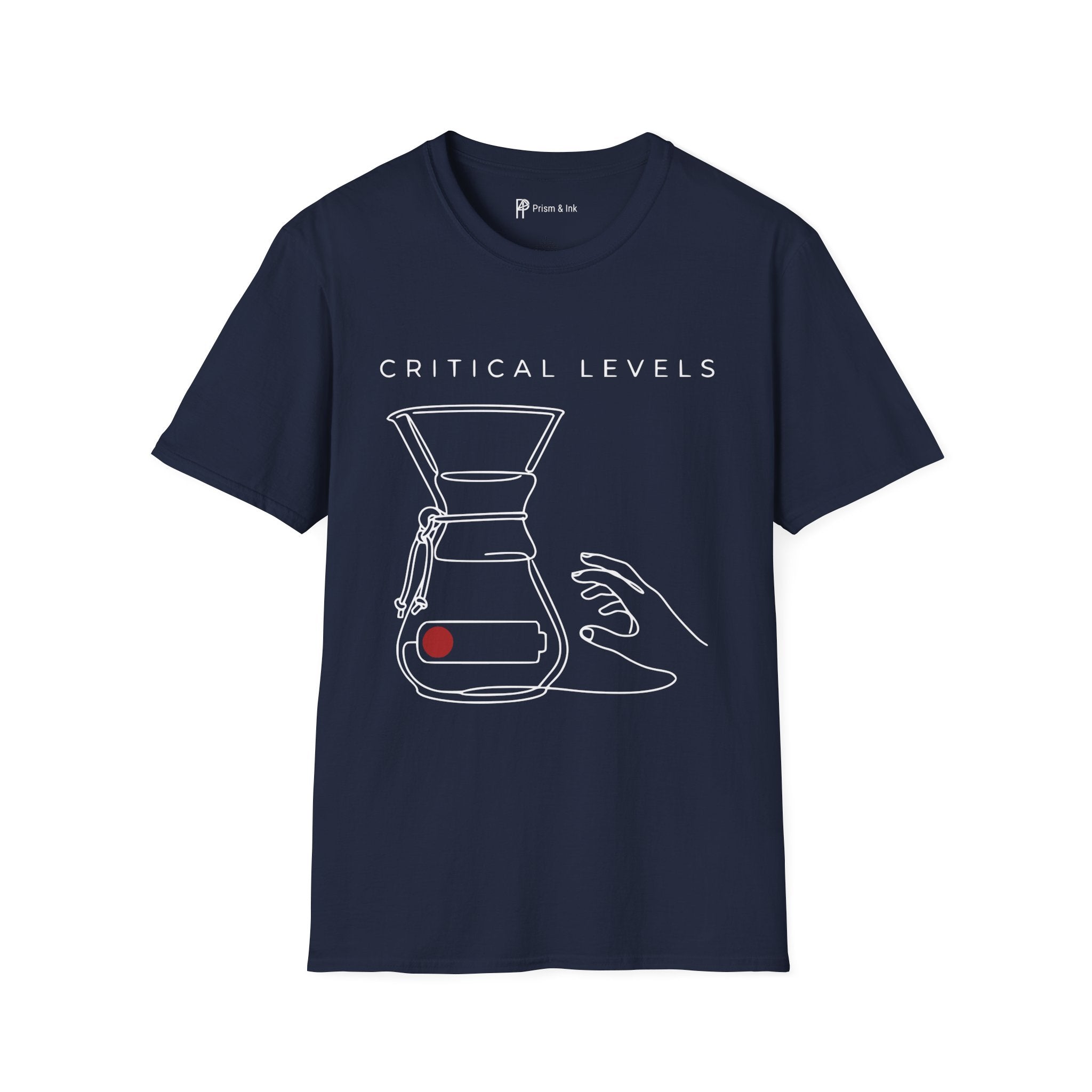 Critical Levels T-Shirt — Chemex and Low Battery Line Art