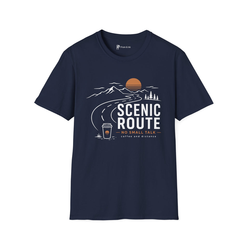 Scenic Route No Small Talk Coffee Roadtrip T-Shirt