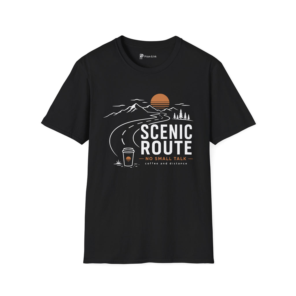 Scenic Route No Small Talk Coffee Roadtrip T-Shirt