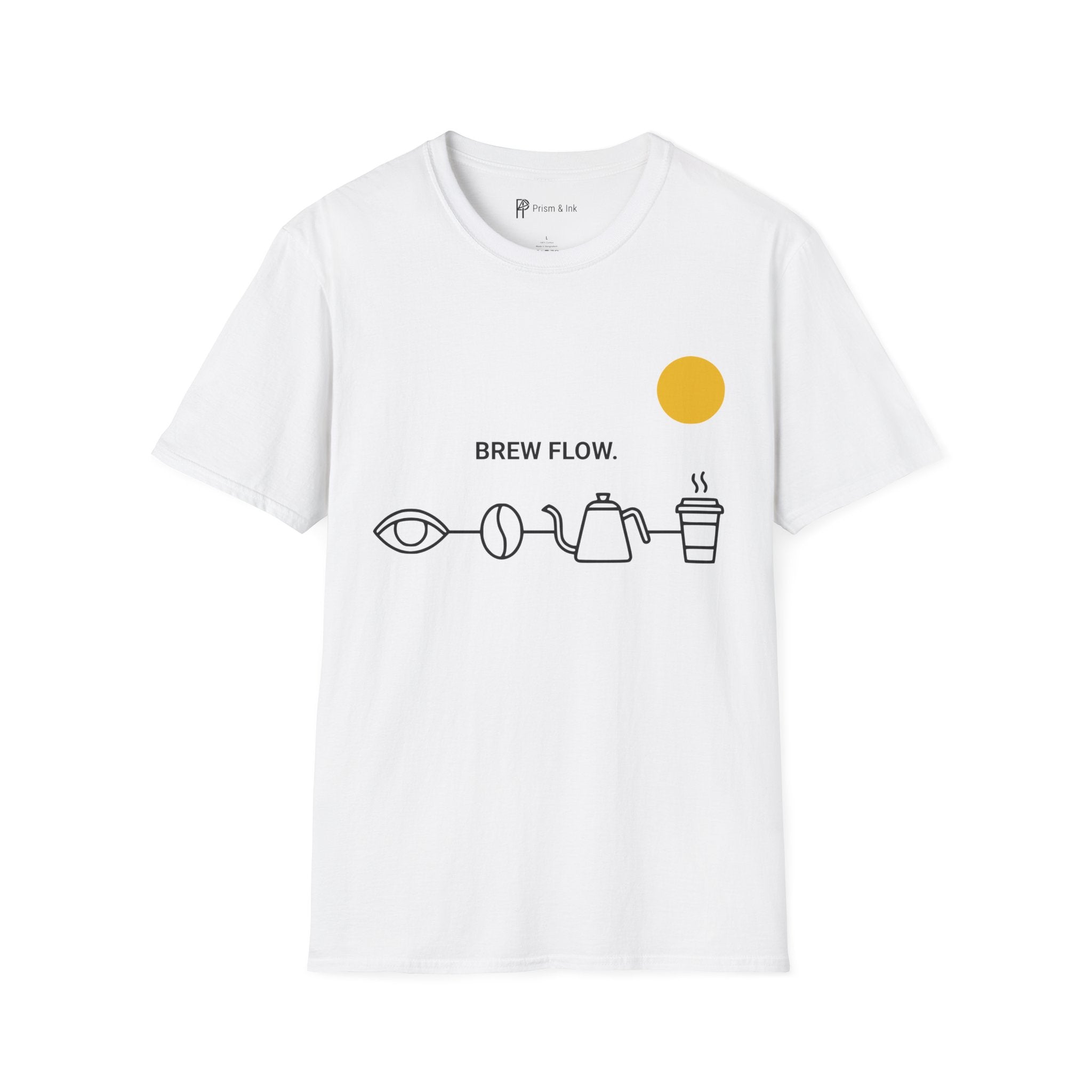 Brew Flow T-Shirt — Minimalist Coffee Process & Ritual Icons