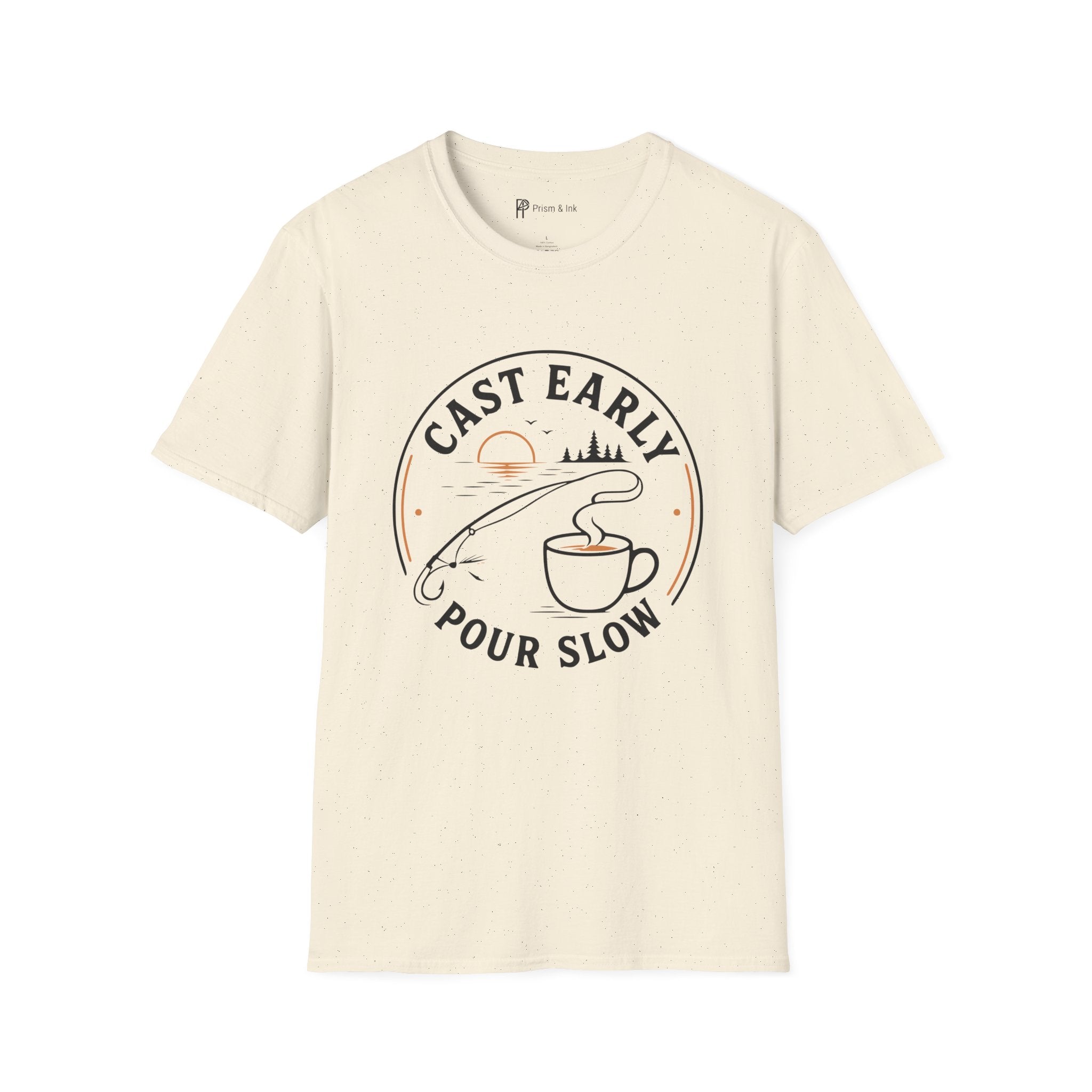 Cast Early Pour Slow Fishing Coffee T-Shirt
