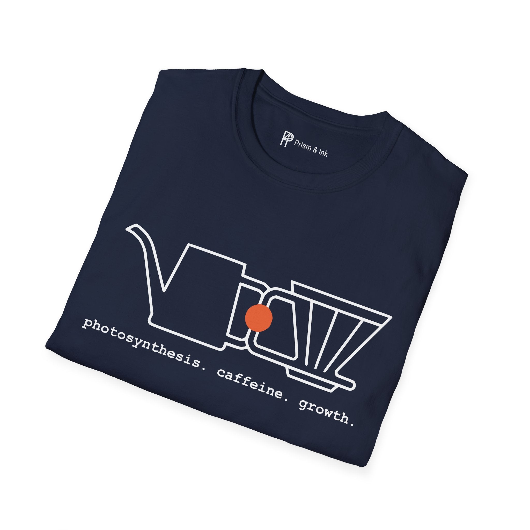 photosynthesis caffeine growth T-Shirt — Minimalist Watering Can & Coffee Dripper "Growth" Art