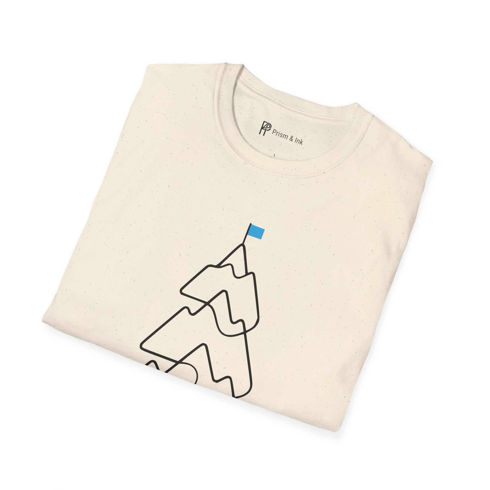 High Altitude Logic T-Shirt — Minimalist Coffee Steam & Mountain Peak Graphic