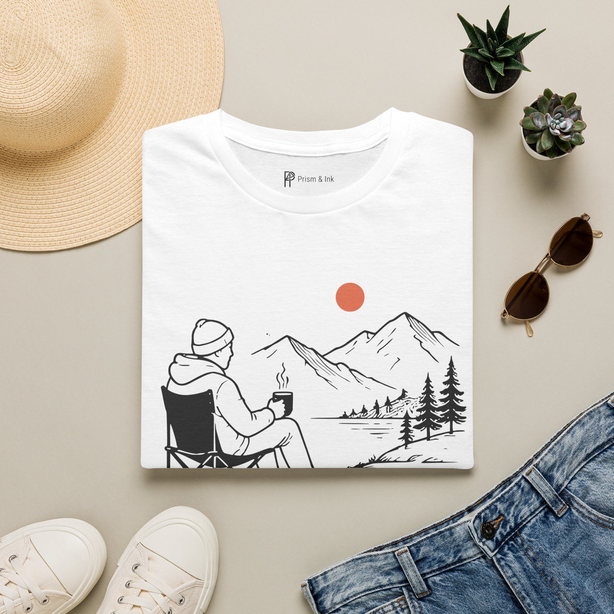 Quiet Coffee Escape Mountain Camping T-Shirt