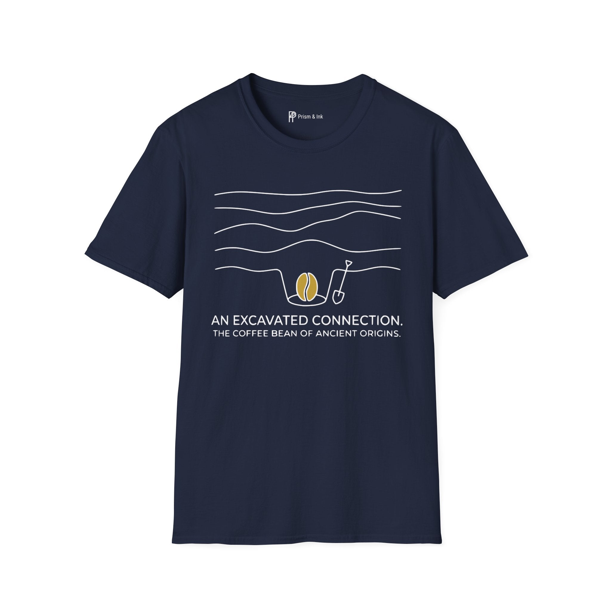 Excavated Connection T-Shirt — Archaeology Style Coffee Bean & Ancient Origins Art