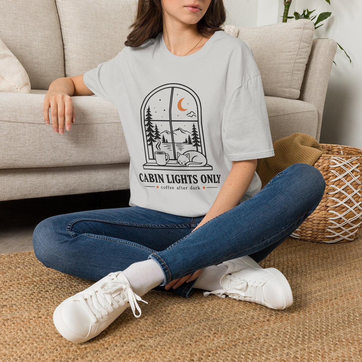 Cabin Lights Only Cat Coffee After Dark T-Shirt