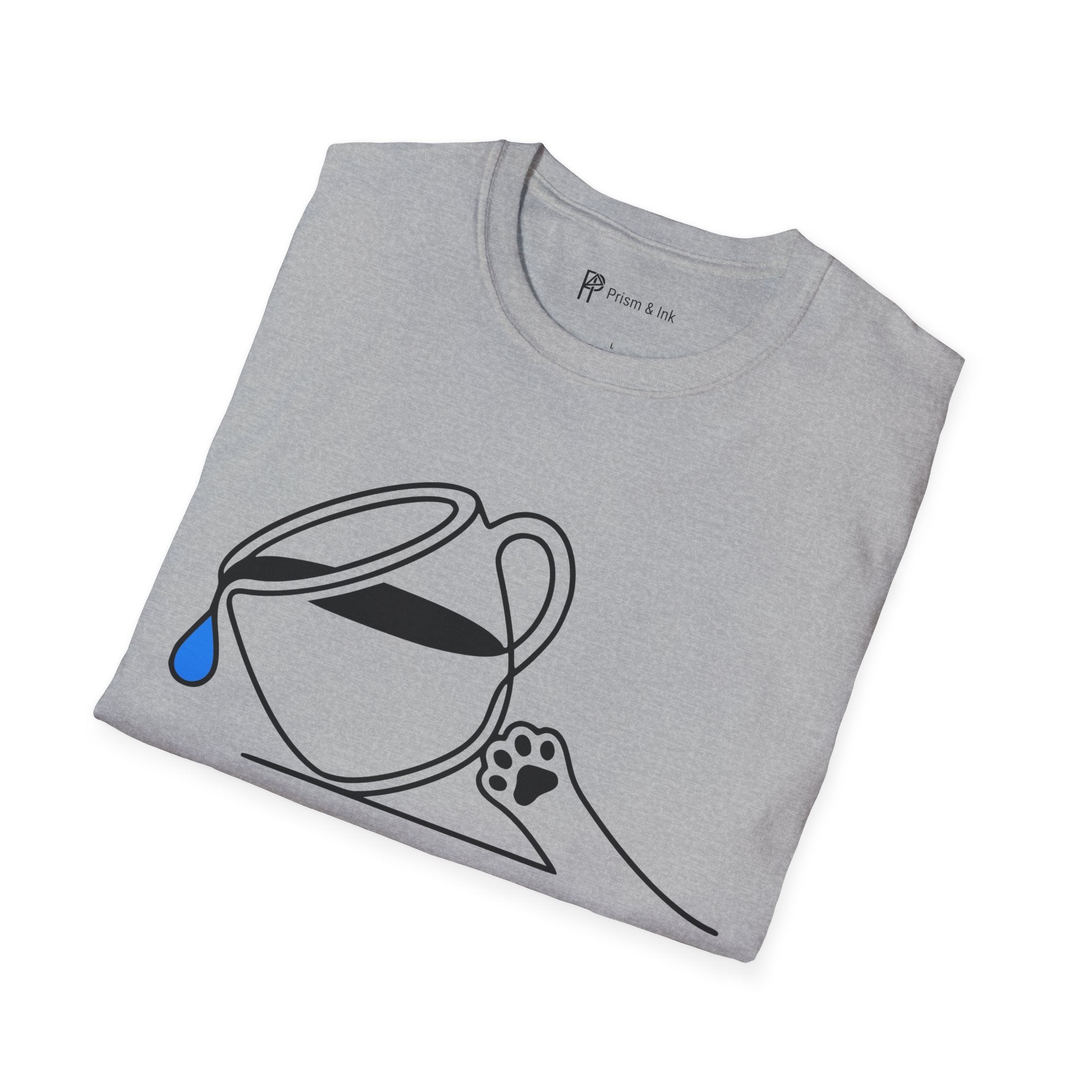 Pure Brewing Paws T-Shirt — Minimalist Coffee Drop & Pet Paw Graphic