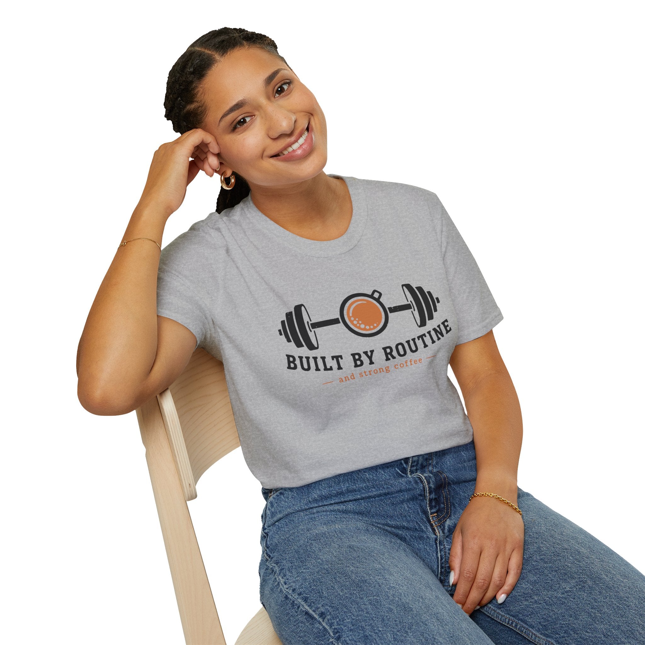 Built By Routine Strong Coffee Gym Fitness T-Shirt