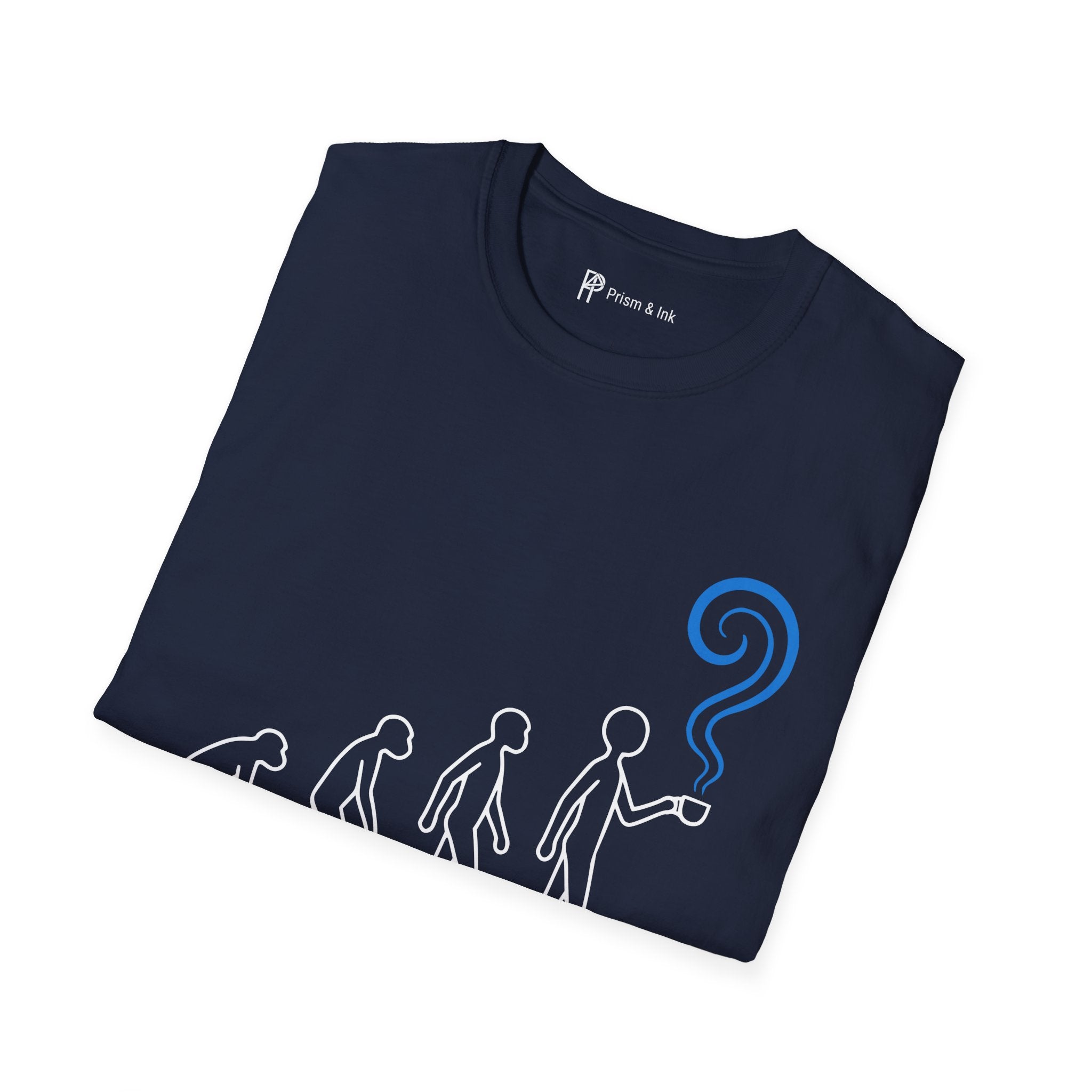 Evolution of Caffeine T-Shirt — Minimalist Human Progress & Coffee Inspiration Art