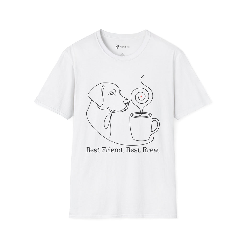 Best Friend Best Brew Minimalist Dog & Coffee Line Art T-Shirt