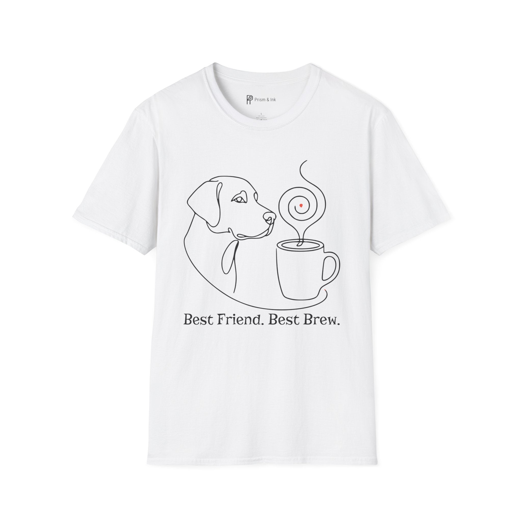 Best Friend Best Brew Minimalist Dog & Coffee Line Art T-Shirt