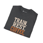 Train Rest Coffee Repeat Minimalist Gym Coffee T-Shirt