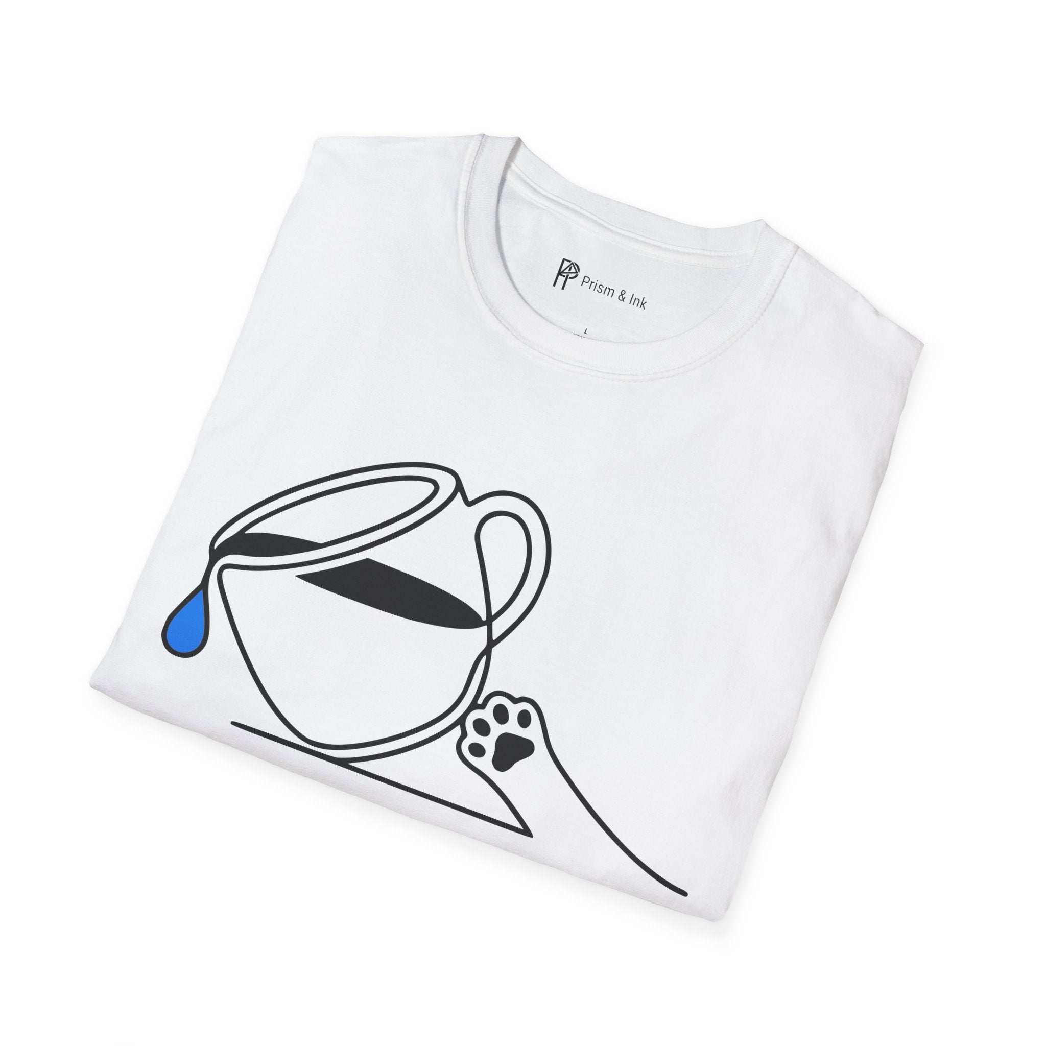 Pure Brewing Paws T-Shirt — Minimalist Coffee Drop & Pet Paw Graphic