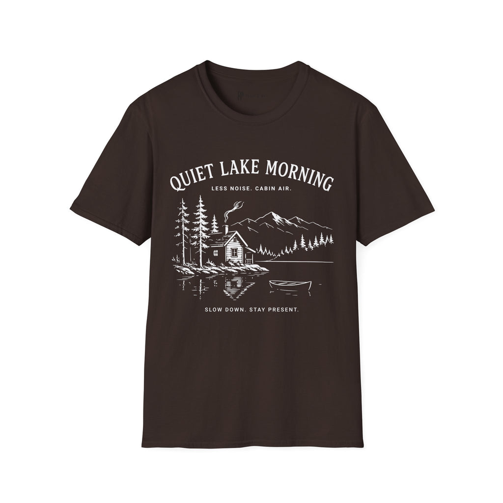 Quiet Lake Morning Cabin T-Shirt