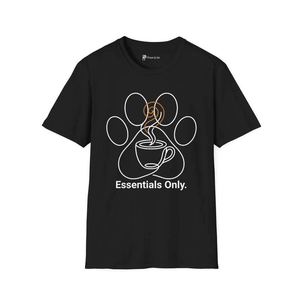 Minimalist Paw and Coffee Cup T-Shirt