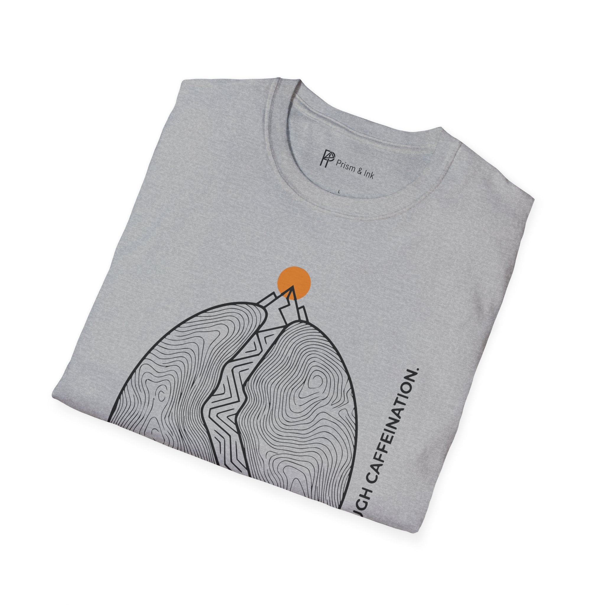 Caffeination Elevation T-Shirt — Topographic Bean and Mountain Peak