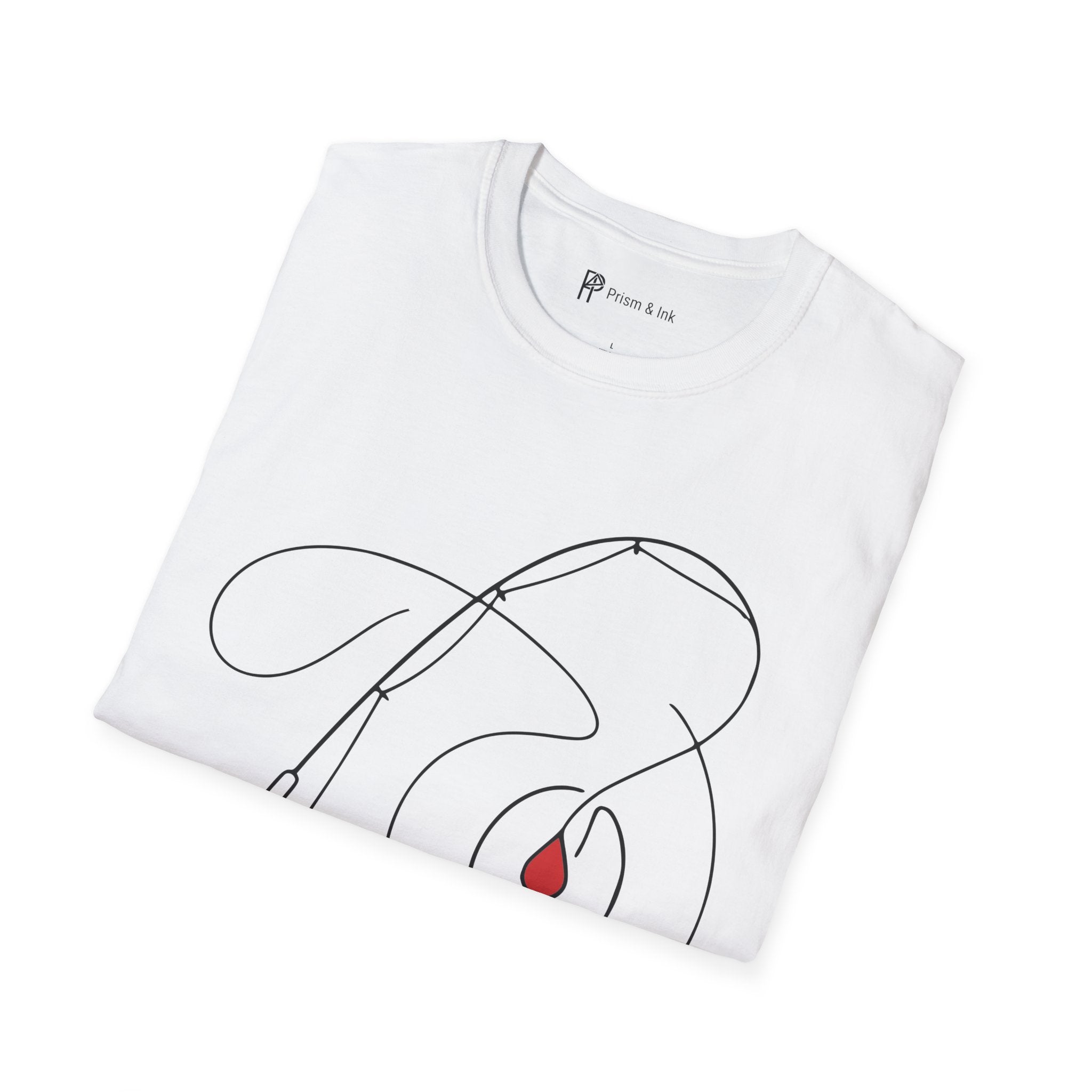 Casting for Caffeine T-Shirt — Minimalist Fly Fishing & Coffee Bean Art