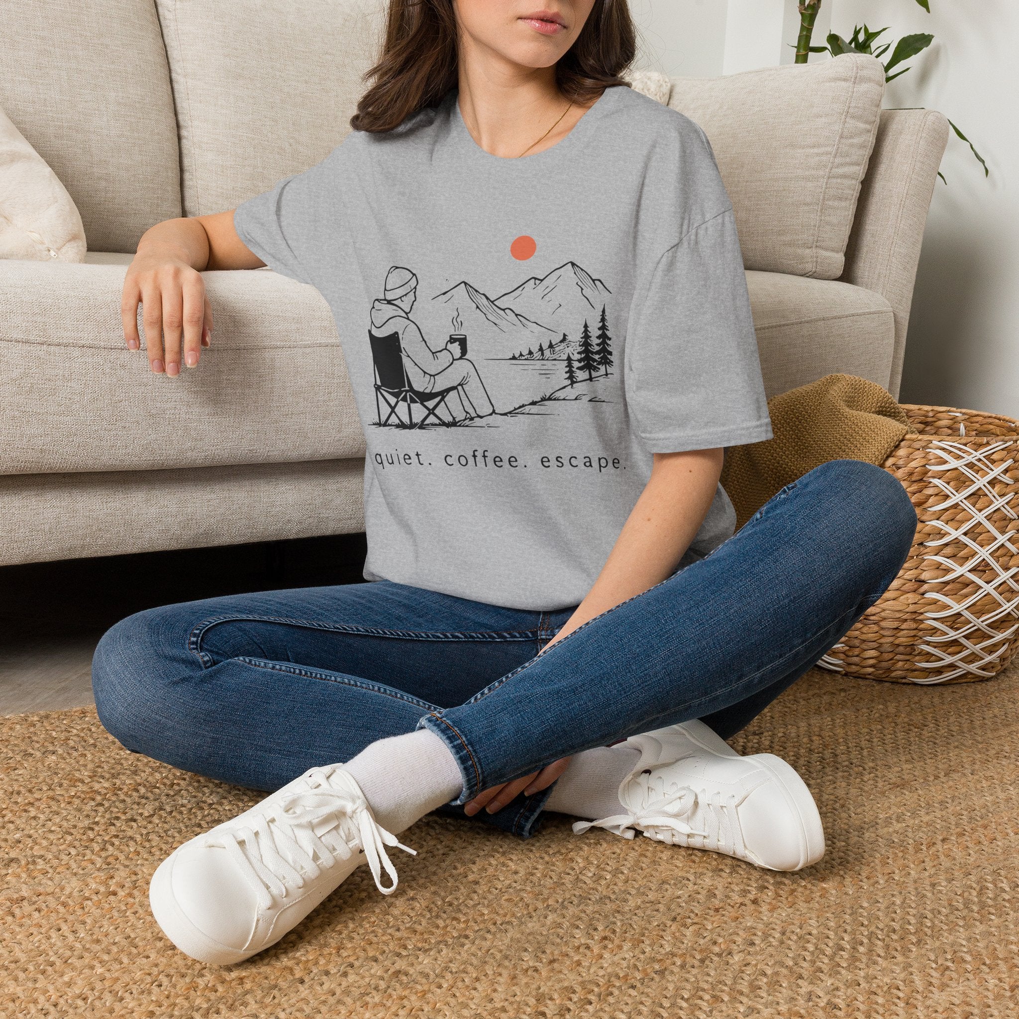 Quiet Coffee Escape Mountain Camping T-Shirt