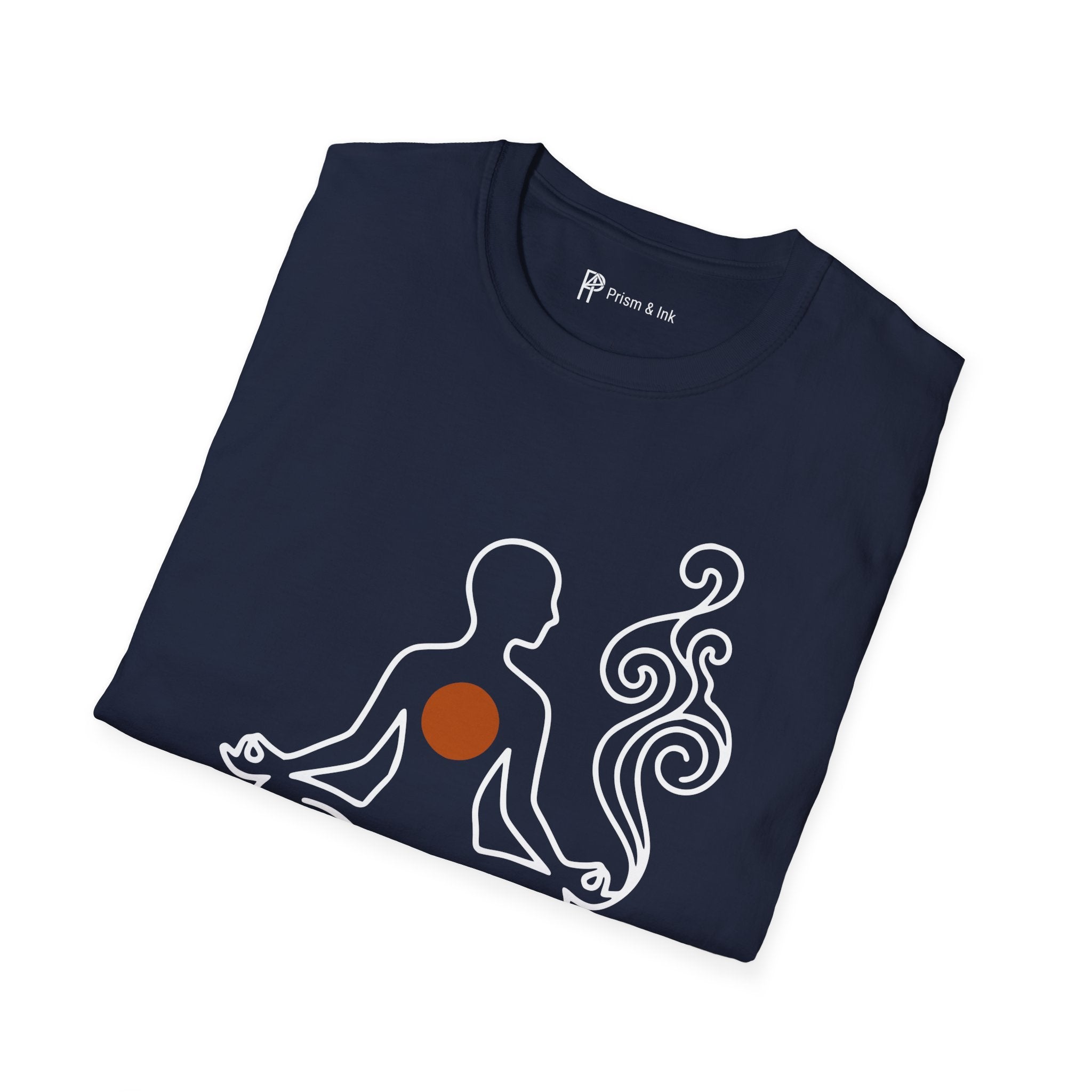 Breathe, Brew, Begin T-Shirt — Minimalist Zen Meditation & Coffee Art