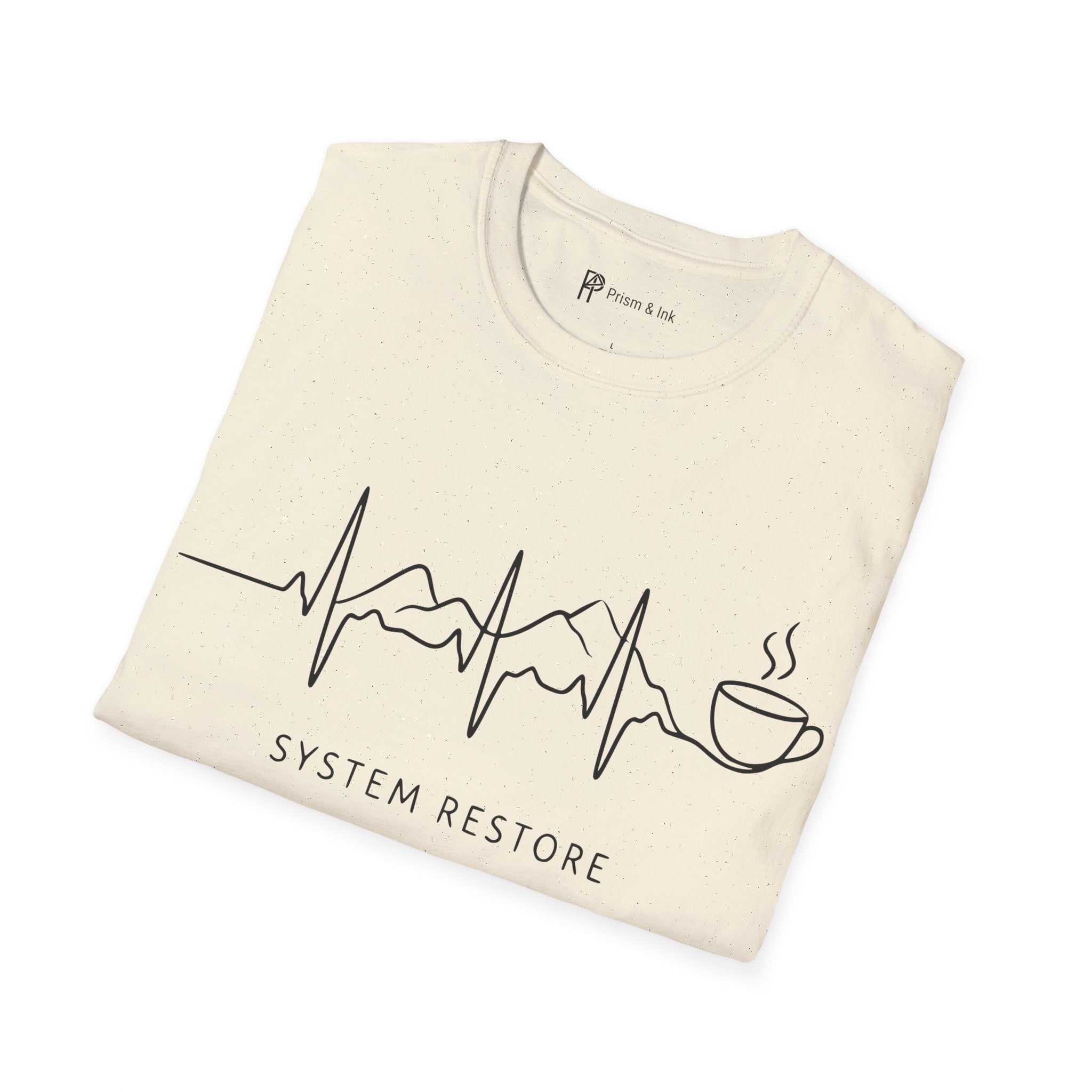 System Restore Coffee ECG Graphic T‑Shirt