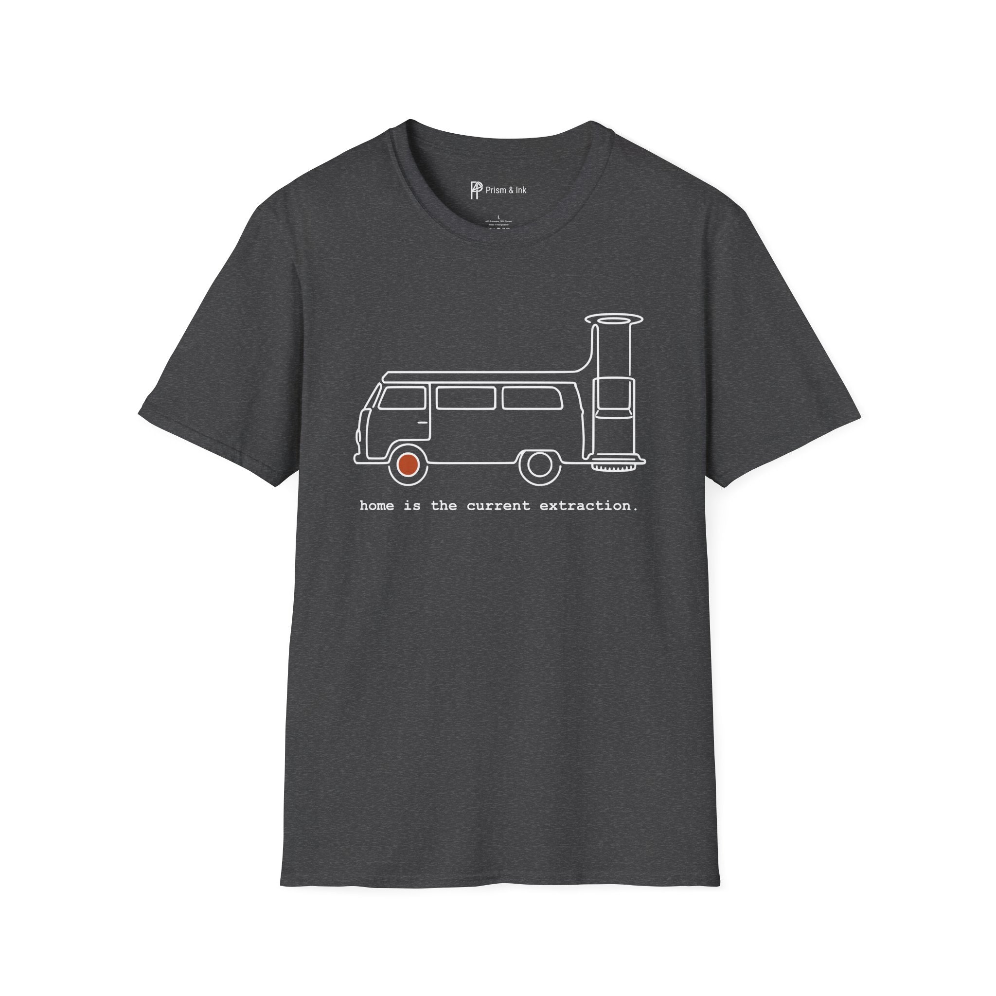 Van Life Exploration T-Shirt — Minimalist Camper & AeroPress "Anywhere" Art