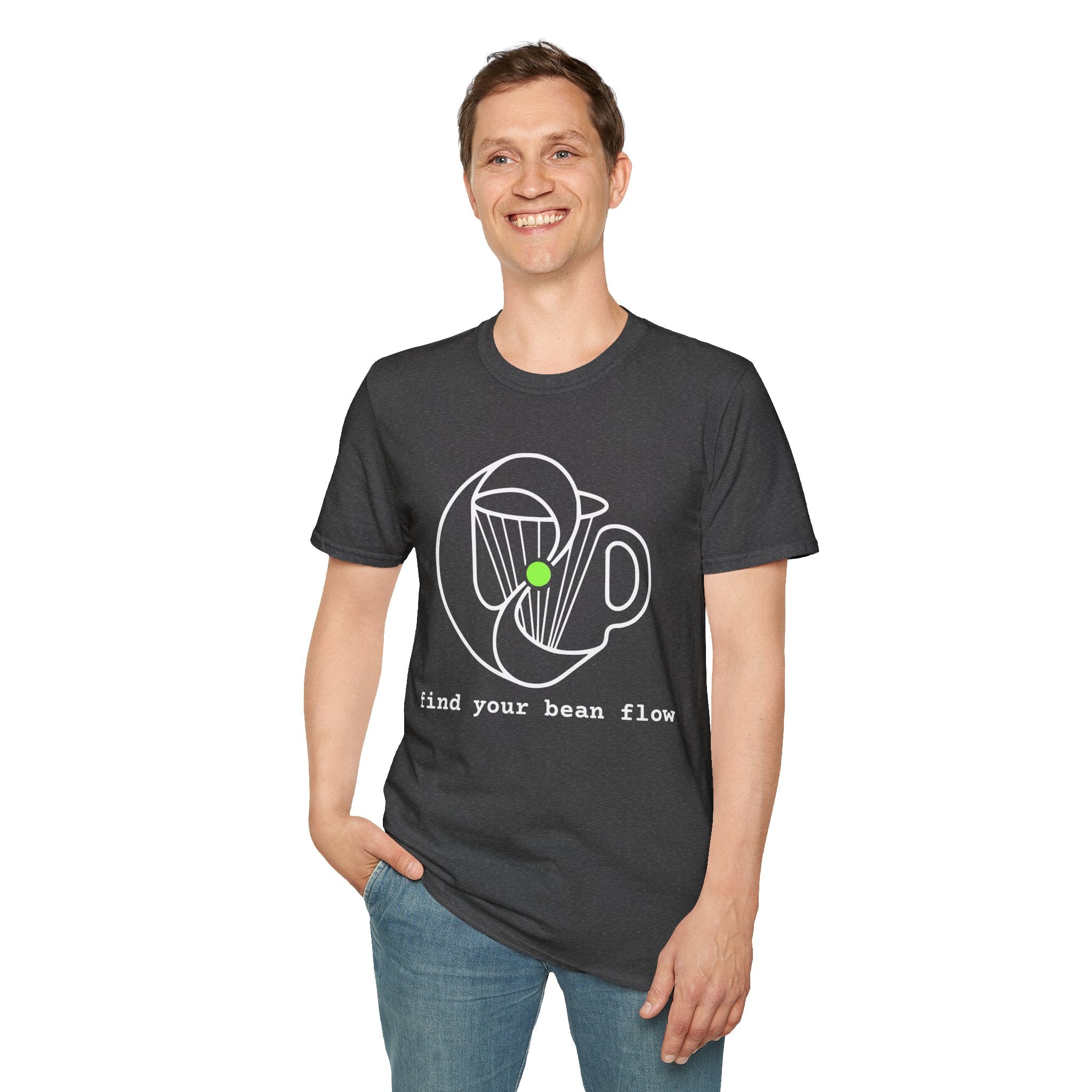 Find Your Bean Flow T-Shirt — Minimalist Coffee Ritual & Bio-Rhythm Line Art