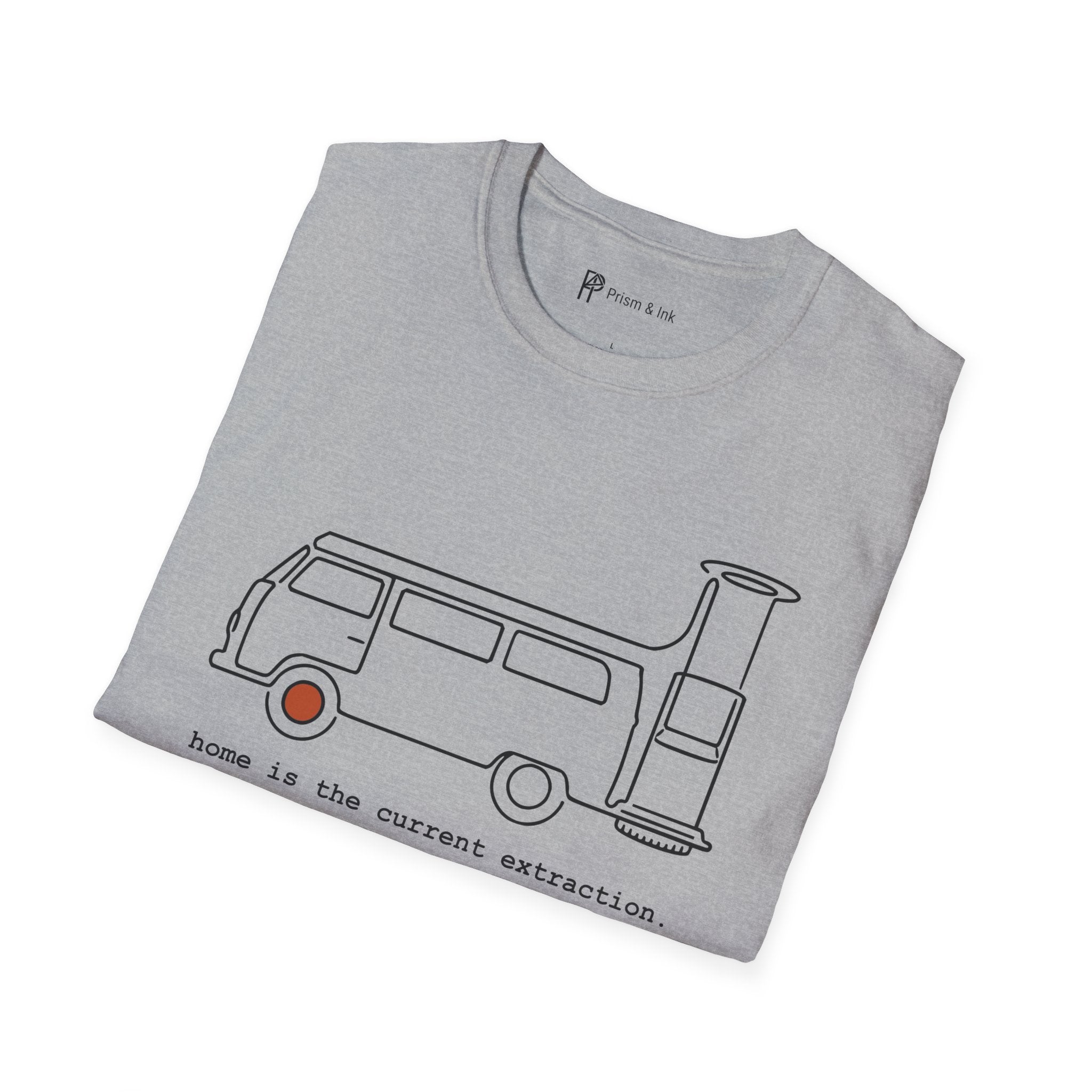 Van Life Exploration T-Shirt — Minimalist Camper & AeroPress "Anywhere" Art