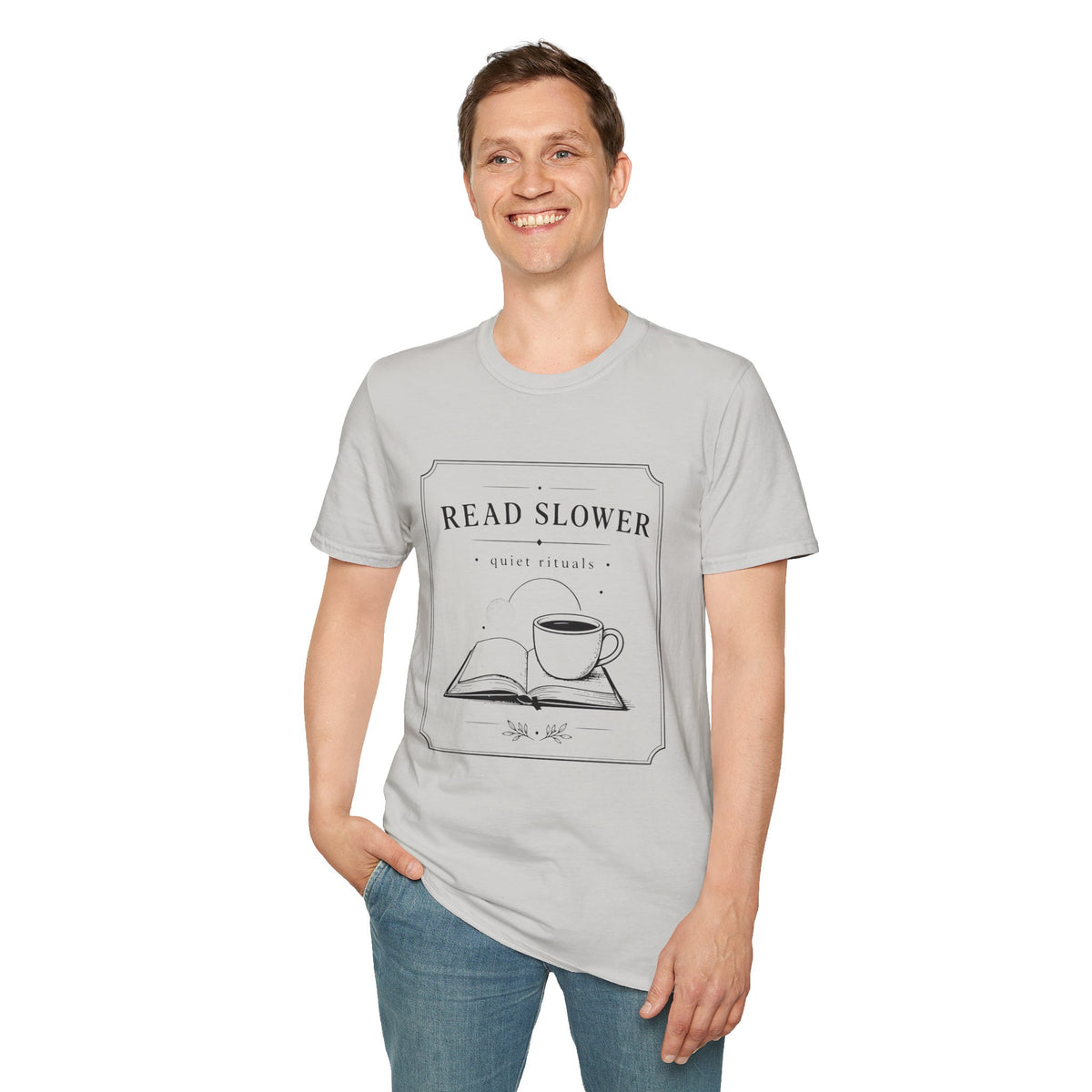 Read Slower Quiet Rituals Coffee Reading T-Shirt