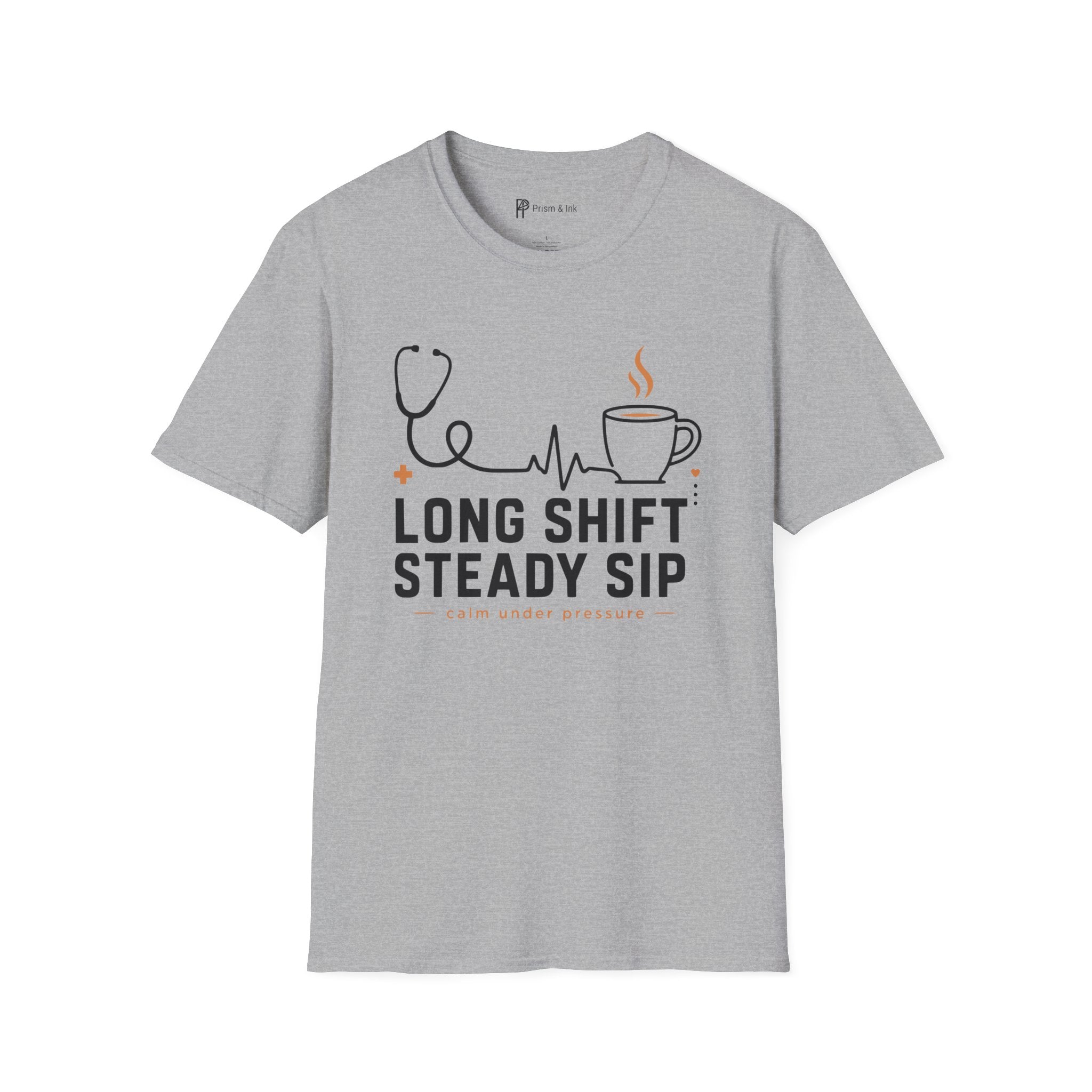 Long Shift Steady Sip Nurse Coffee T-Shirt