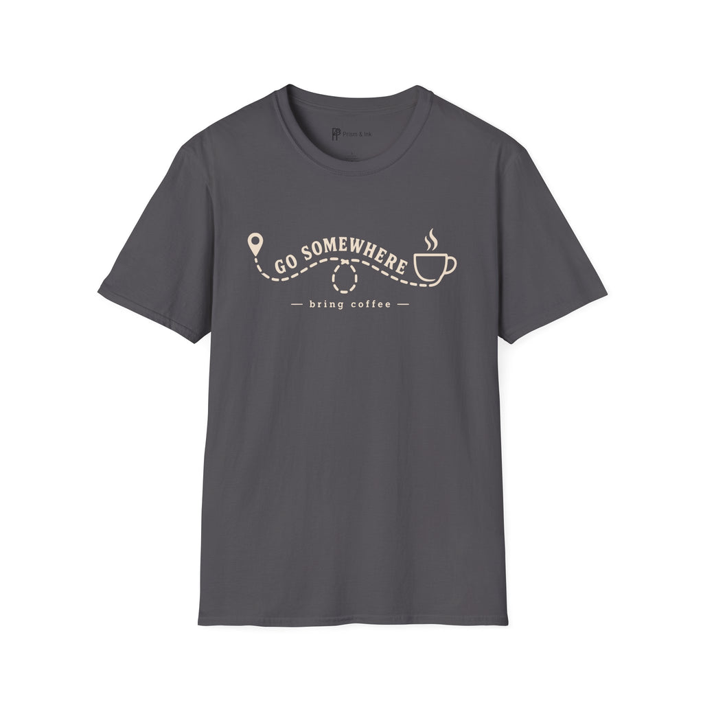 Go Somewhere Map Pin Path Coffee Travel T-Shirt