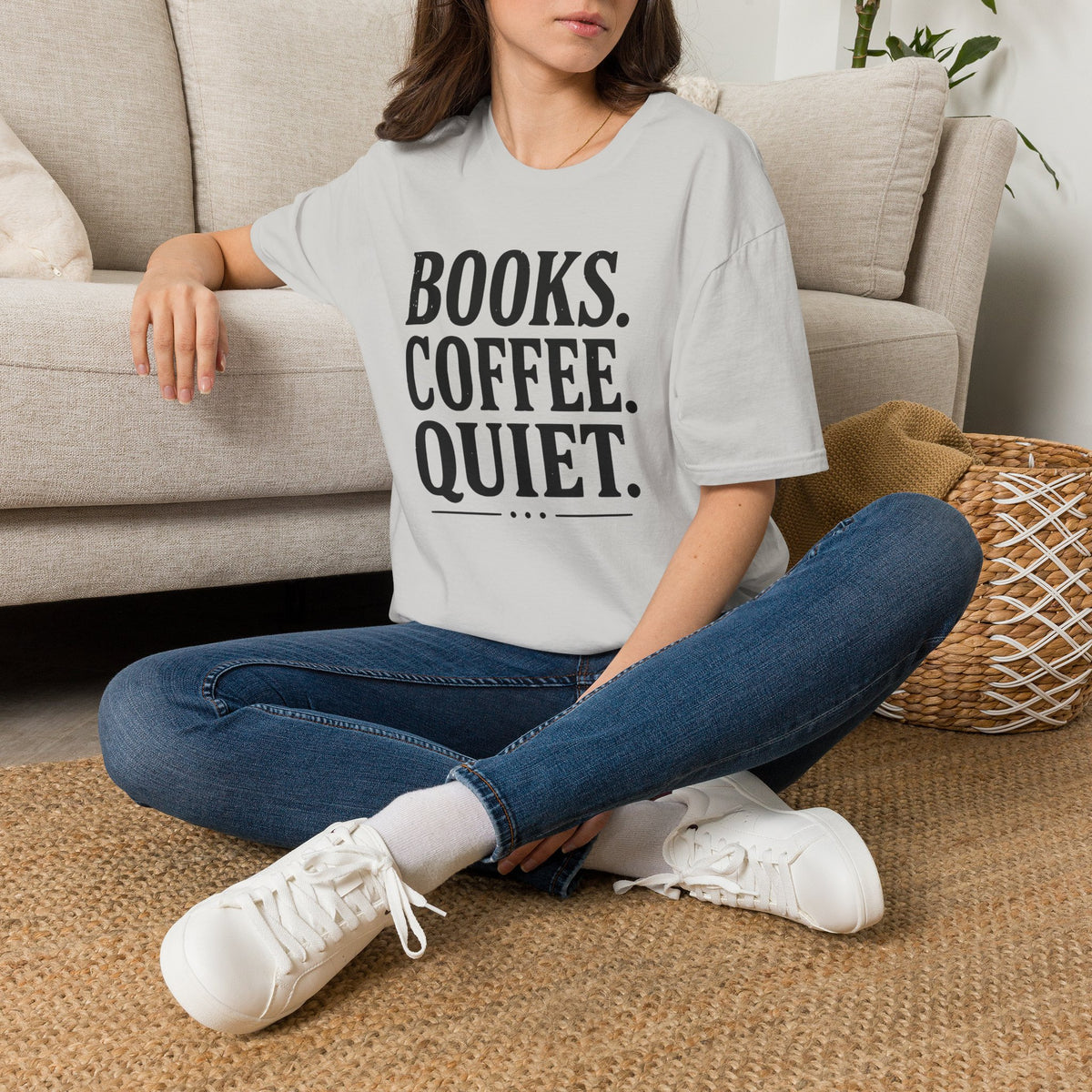 Books Coffee Quiet Minimalist Introvert T-Shirt