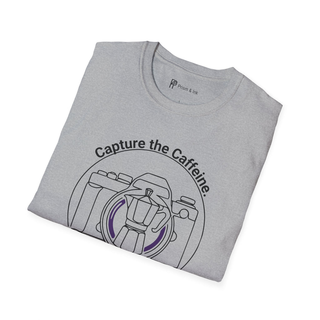 Capture the Caffeine Camera & Moka Pot T-Shirt