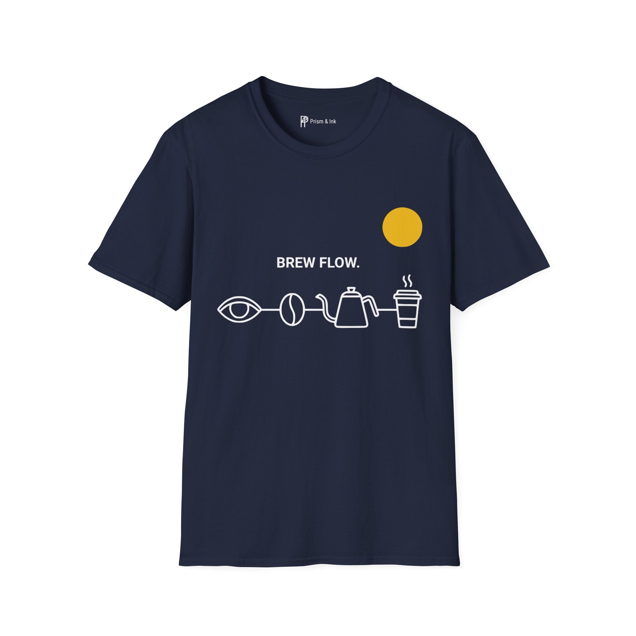 Brew Flow T-Shirt — Minimalist Coffee Process & Ritual Icons