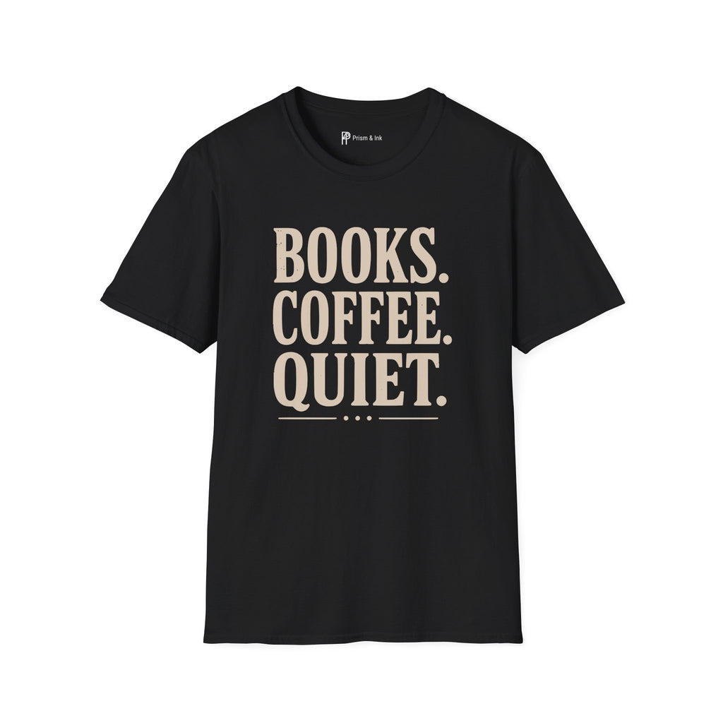 Books Coffee Quiet Minimalist Introvert T-Shirt