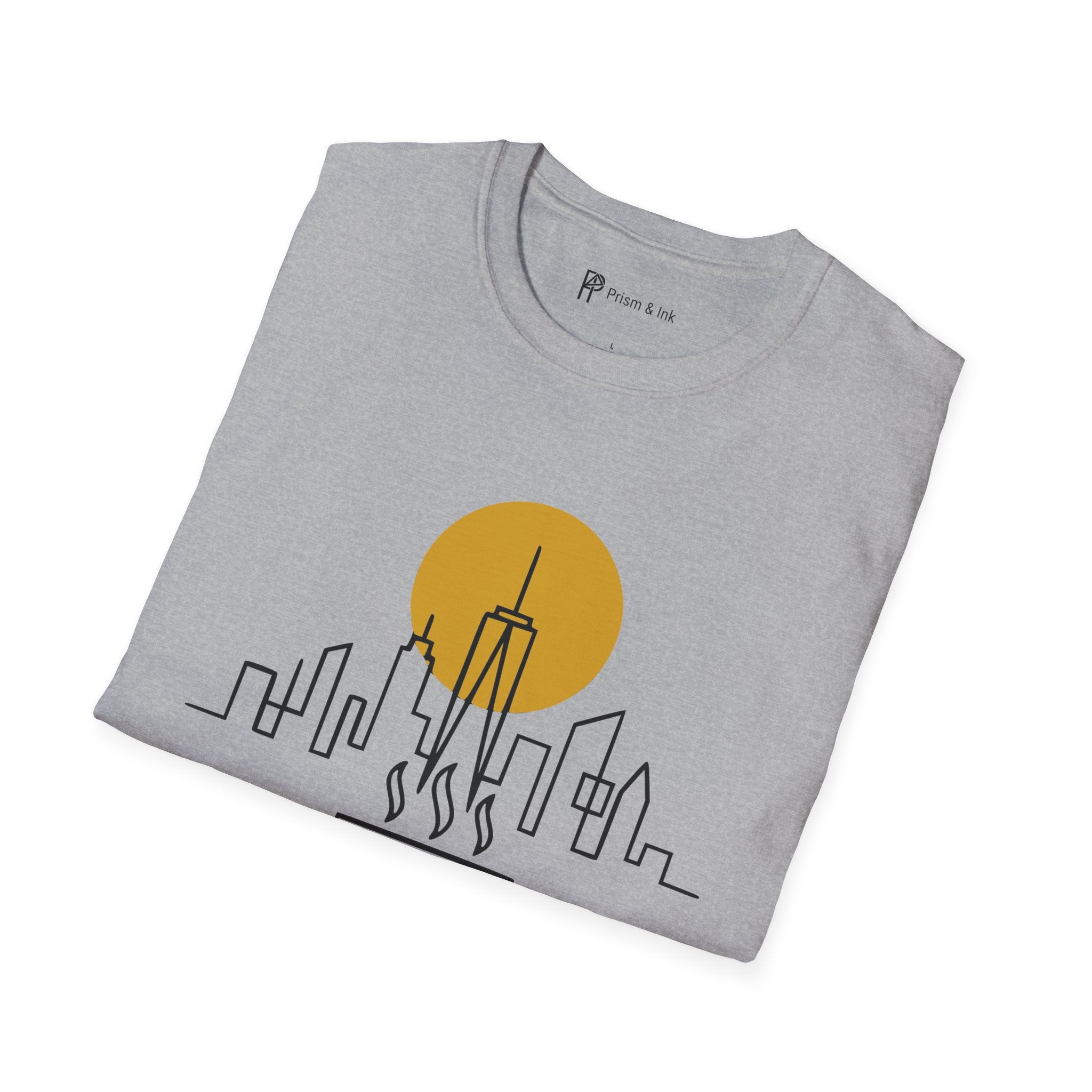 Urban Ritual T-Shirt — City Skyline Steam and Coffee Cup