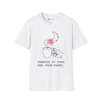 Powered by Paws T-Shirt — Minimalist Pet Lover & Coffee Pour-Over Graphic