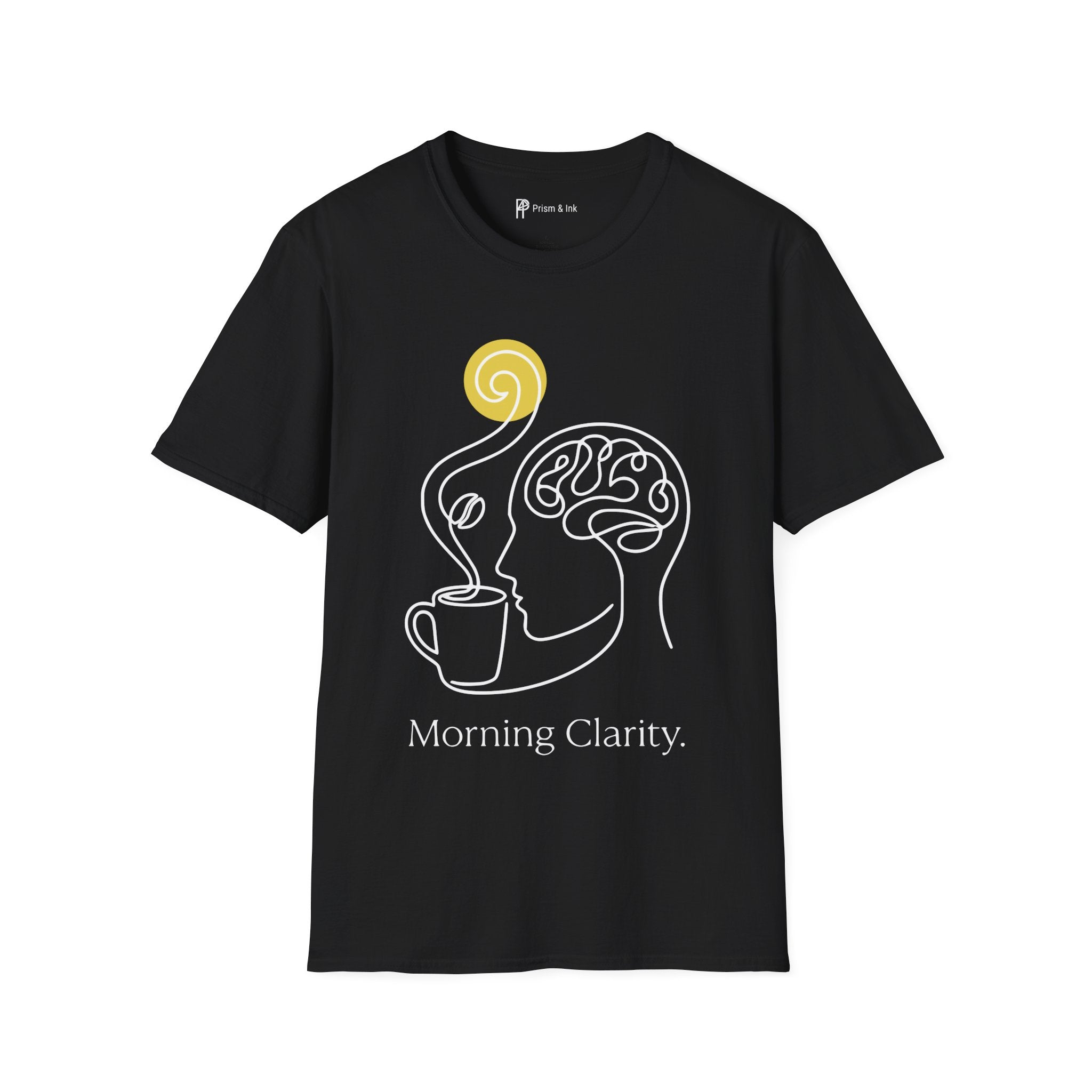 Morning Clarity T-Shirt — Minimalist Neural Brew & Brain Line Art