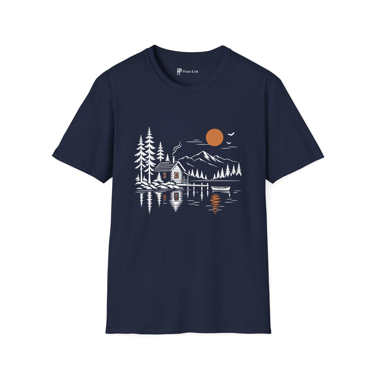 Quiet Cabin Lake Sunset Mountain T-Shirt