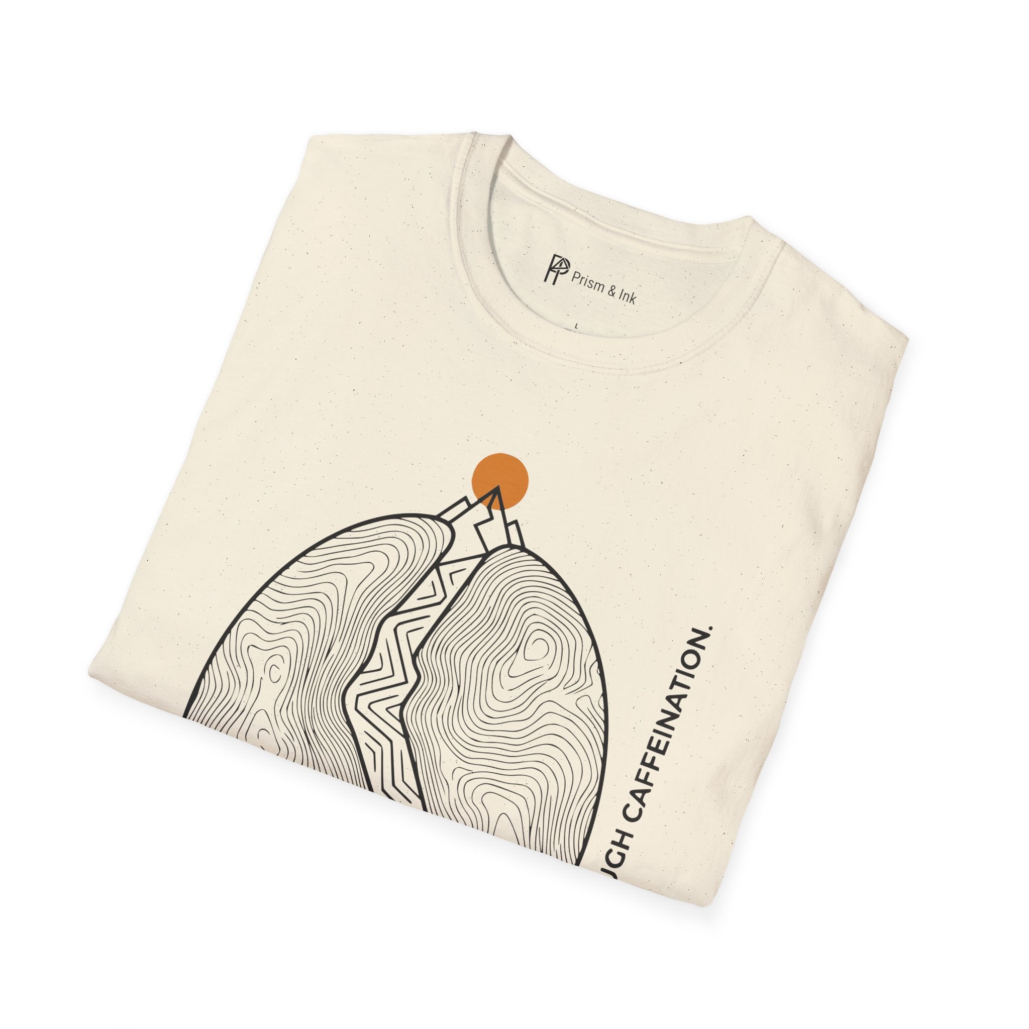 Caffeination Elevation T-Shirt — Topographic Bean and Mountain Peak