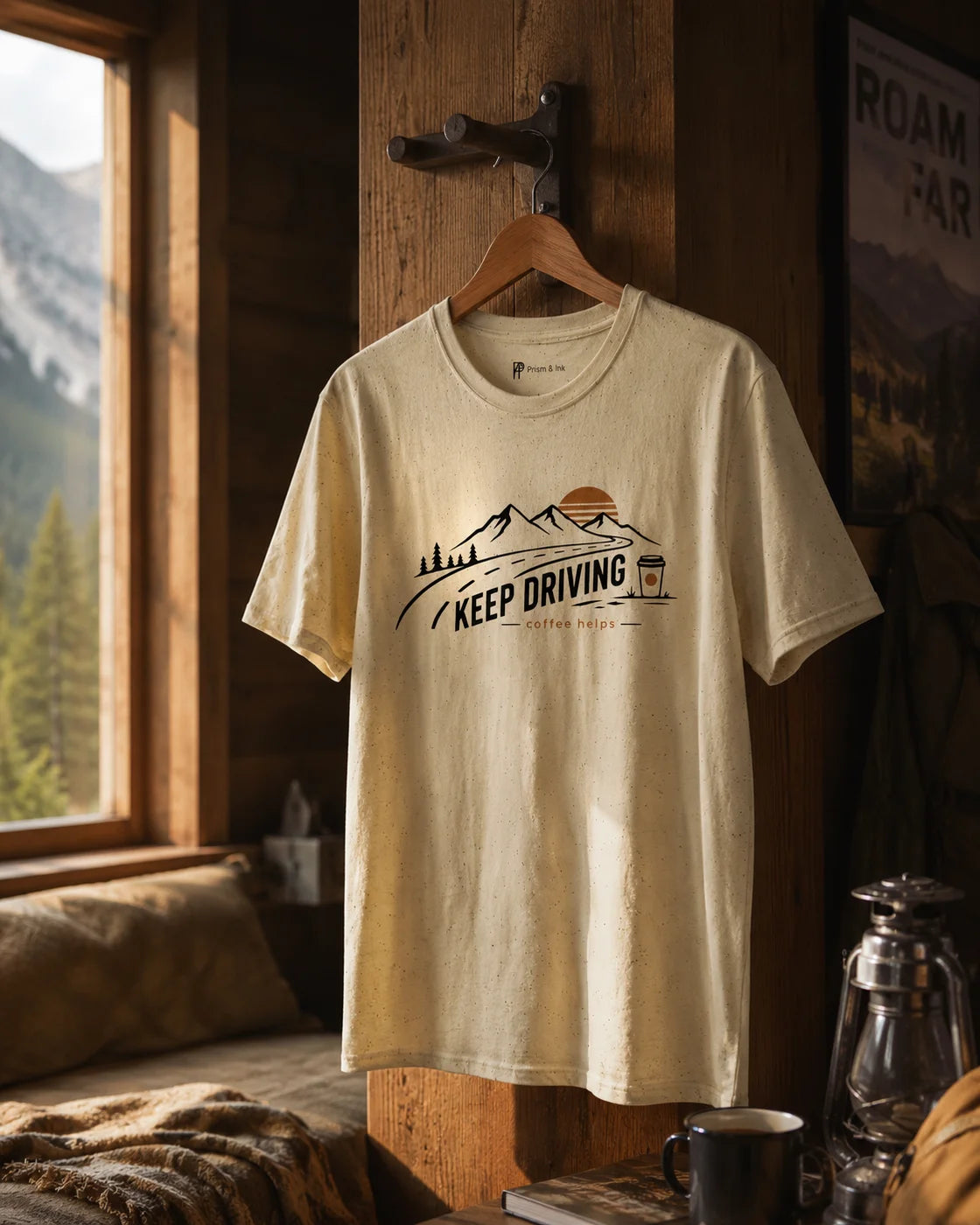 Keep Driving Mountain Road Trip Coffee T-Shirt