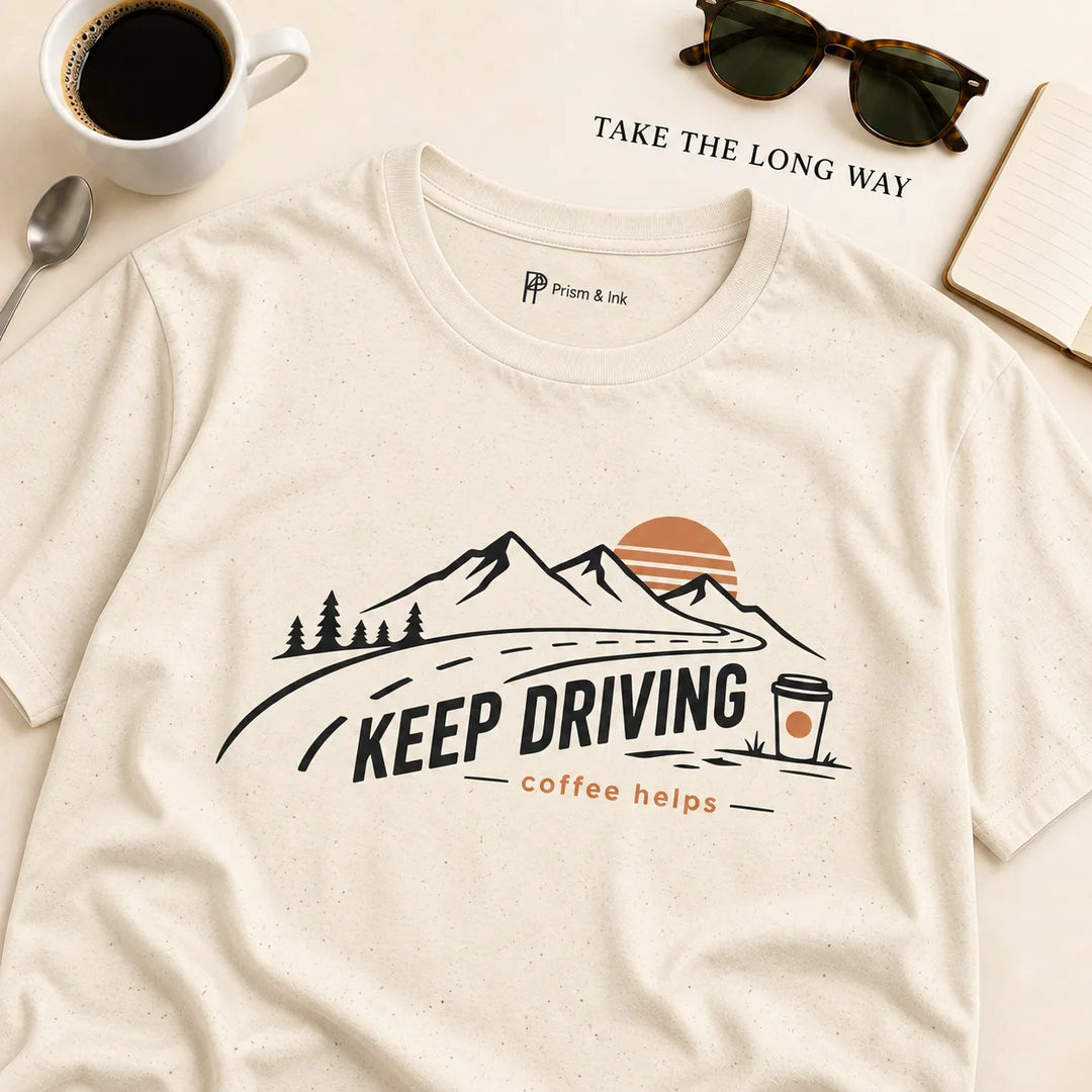 Keep Driving Mountain Road Trip Coffee T-Shirt