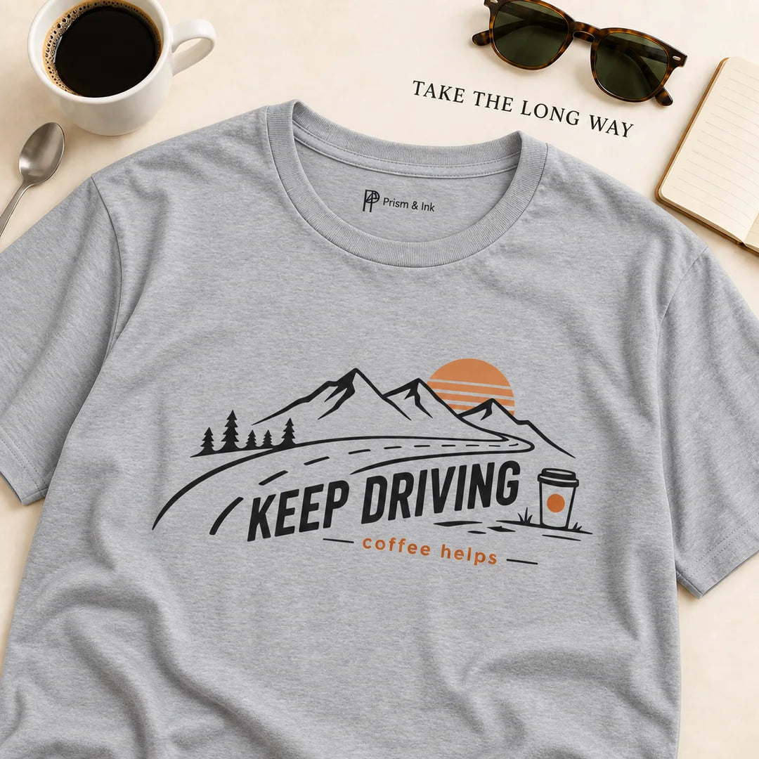 Keep Driving Mountain Road Trip Coffee T-Shirt