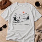 Quiet Coffee Escape Mountain Camping T-Shirt